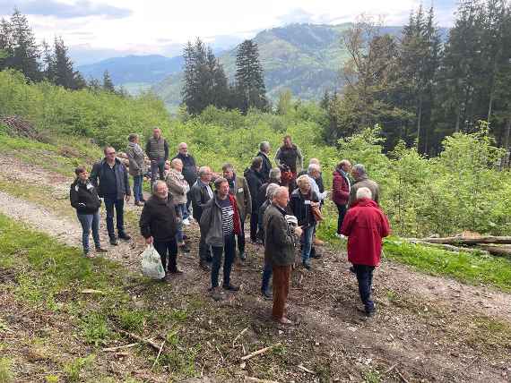 Französische Delgation auf der Forststraße Lehrforst