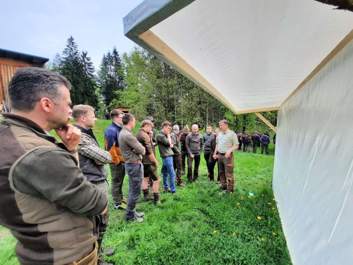 Begutachtung der gebauten Leinwände