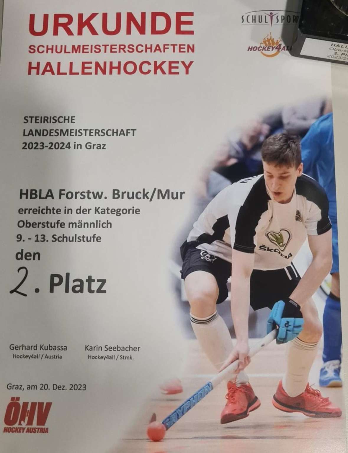 Urkunde zum zweiten Platz